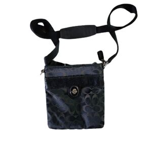 Coach black canvas and leather crossbody